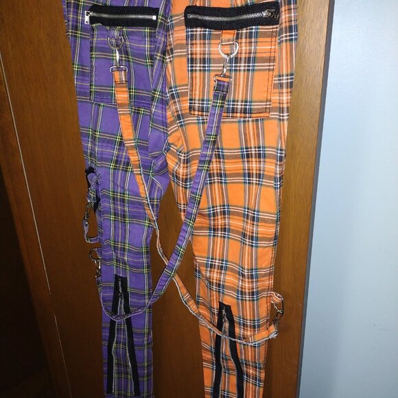 Y2k Tripp NYC plaid split bomdage pants skinny jeans - Picture 3 of 5